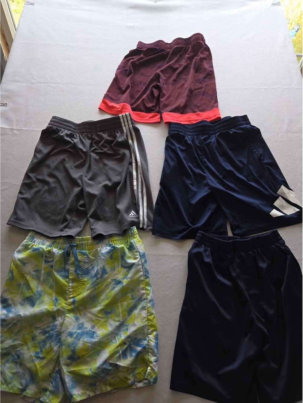 Lot of 5 Boys Youth Athletic Shorts Size M Adidas And Misc Brands CB2 0023